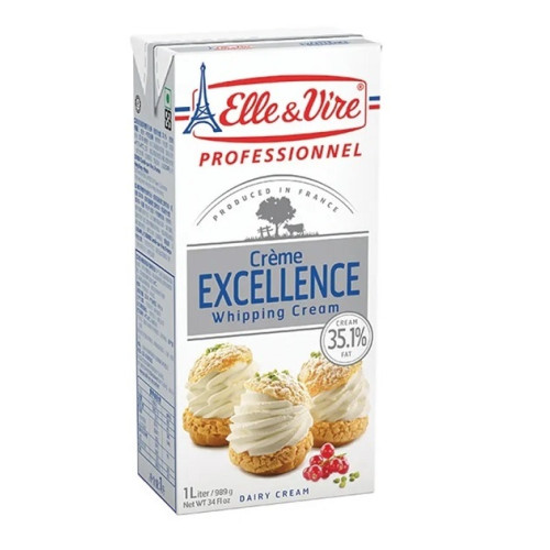 Elle & Vire Excellence UHT Whipping Cream 35.1 % Fat 12 x 1L