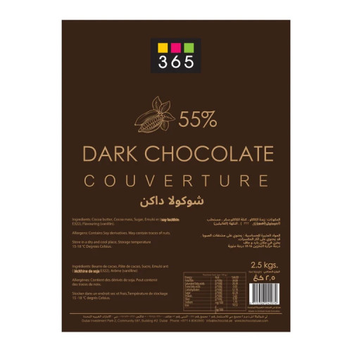 365 Dark Chocolate Couverture 55% Block  2.5Kg