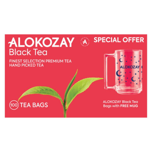 Alokozay black Tea 100 Teabags 1X100TB + Free mug
