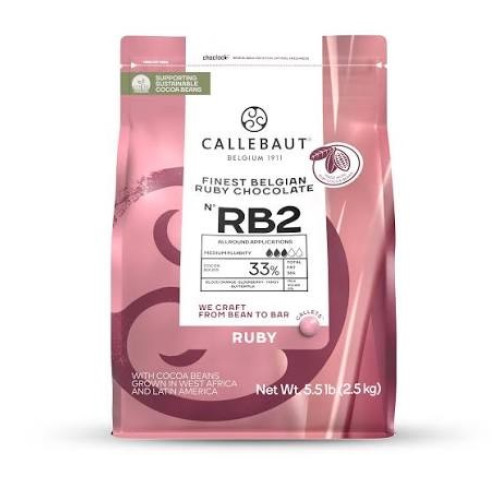 Callebaut Belgium RUBY Specialty Chocolate Callets 32.8%, n° RB2 2.5kg