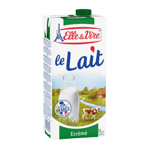 Elle & Vire UHT milk 0% fat green 6 x 1L