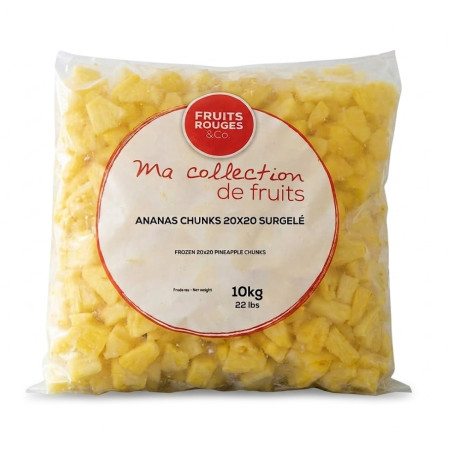 Fruits Rouges Frozen  Pineapple cubes Chunks 20mm 1x10Kg