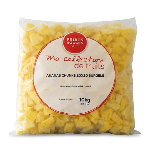 Fruits Rouges Frozen  Pineapple cubes Chunks 20mm 1x10Kg