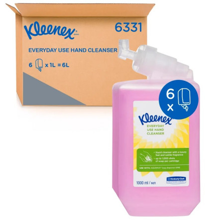 KLEENEX® Liquid Hand Soap 6331, Everyday Use Hand Cleanser Cartridges 6  x 1L 