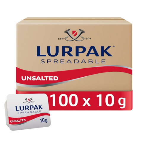Lurpak Spreadable Butter Portions Unsalted 100 x 10g Lurpak Spreadable Butter Portions Unsalted 100 x 10g