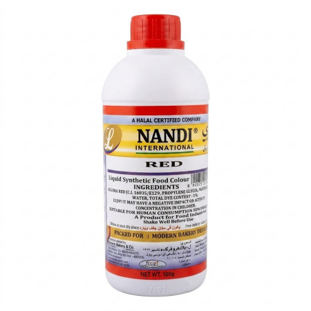 Nandi Red Liquid Food Color from India 1 liter