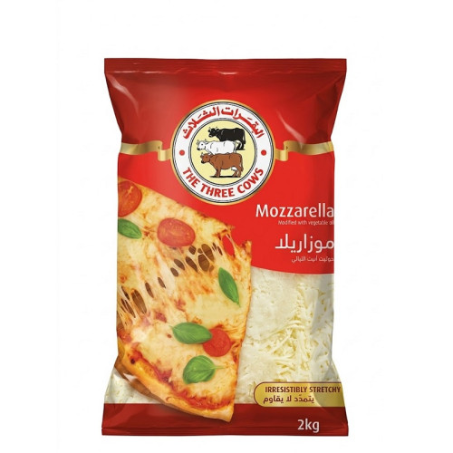 The Three Cows Shredded Mozzarella Cheese 2 kg