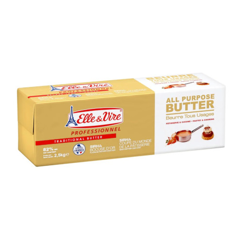 Elle & Vire All purpose Butter block 82%  1x 2.5kg