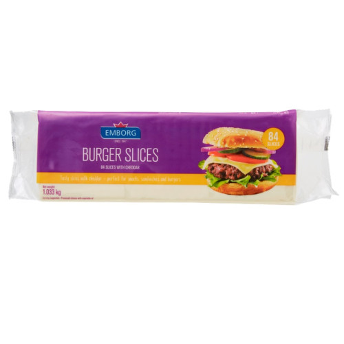 Emborg Burger Slices White Cheddar Cheese 84 slices 8 x 1033g