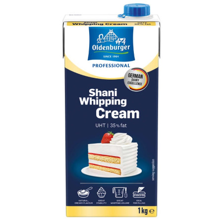 Oldenburger Shani unsweetened dairy Whipping Cream 35% Fat Germany 12 x 1L
