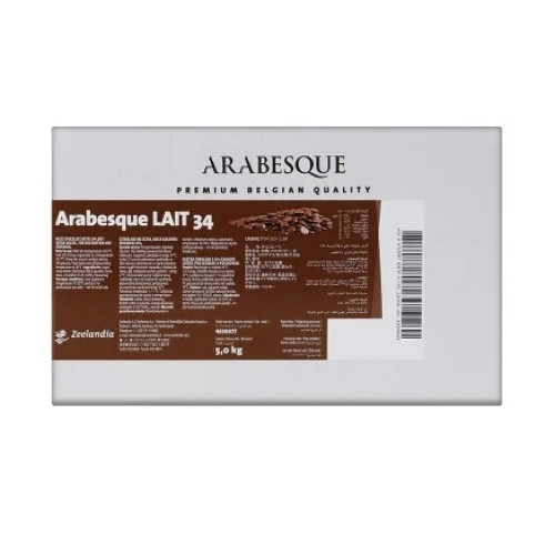 Zeelandia arabesque Lait 34% Milk Chocolate 1 x 5kg Zeelandia arabesque Lait 34% Milk Chocolate 1 x 5kg